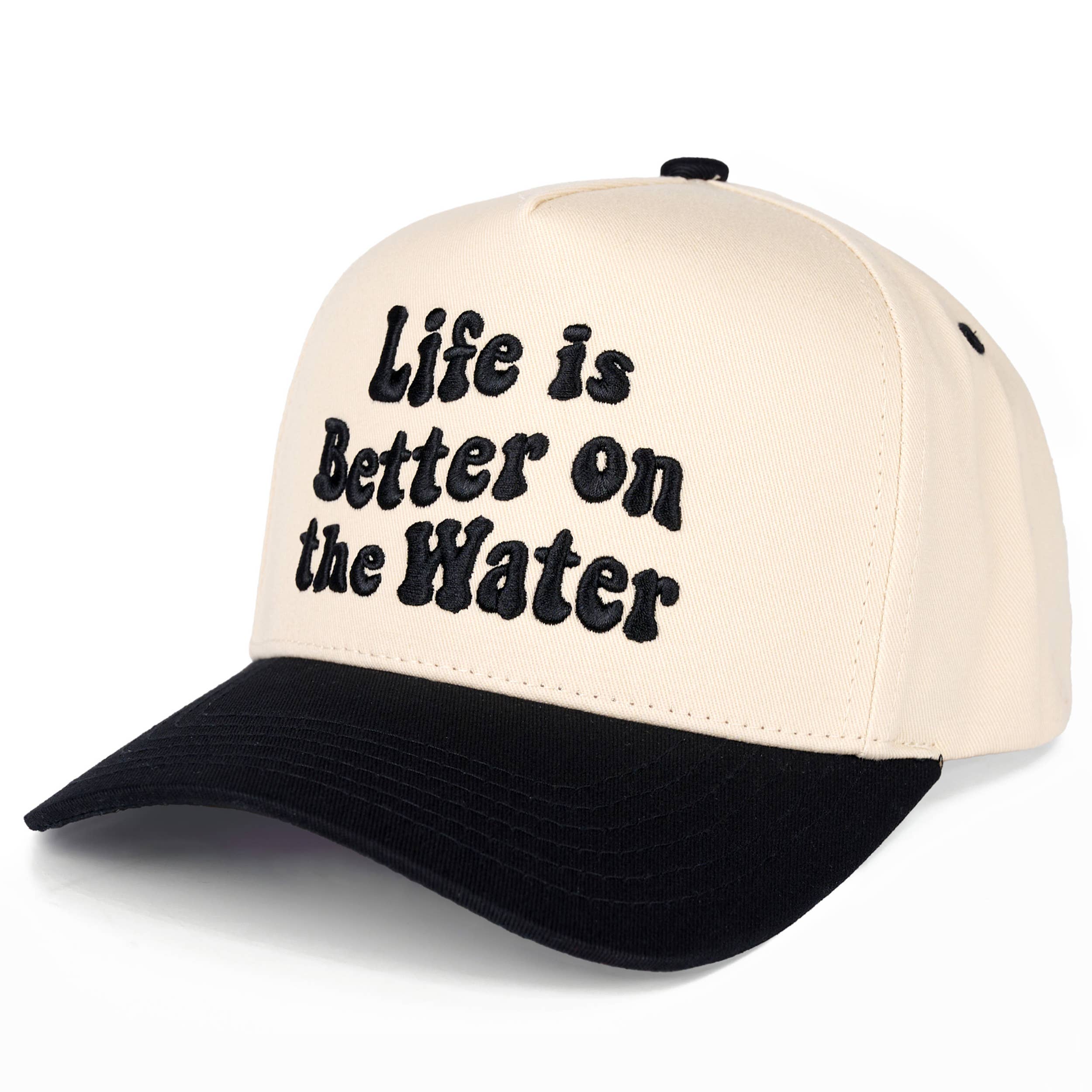 C.C LIFE IS BETTER ON THE WATER Letter Two Tone Trucker Hat