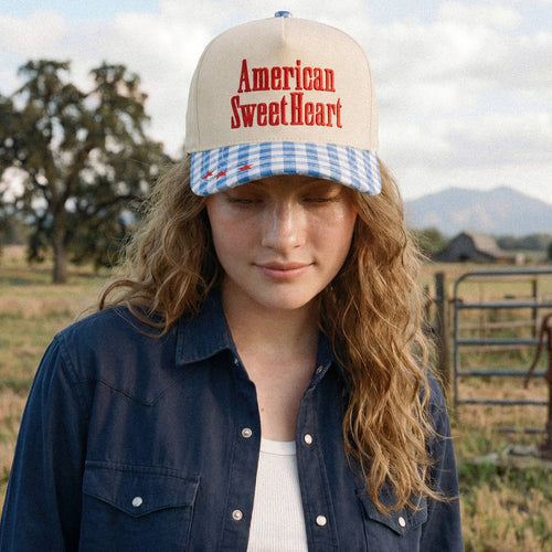 C.C AMERICAN SWEETHEART Letter on Two Tone Trucker Hat