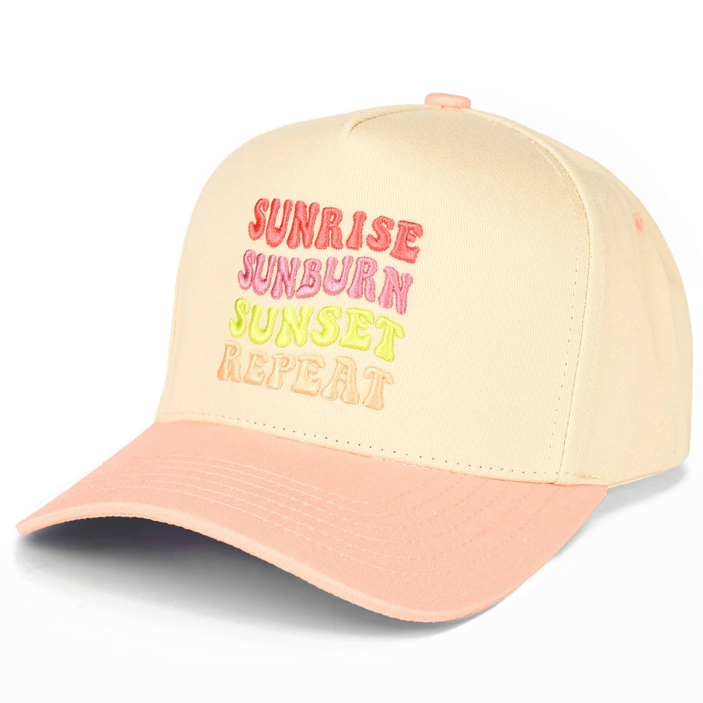 C.C SUNRISE SUNBURN SUNSET REPEAT on Two Tone Trucker Hat