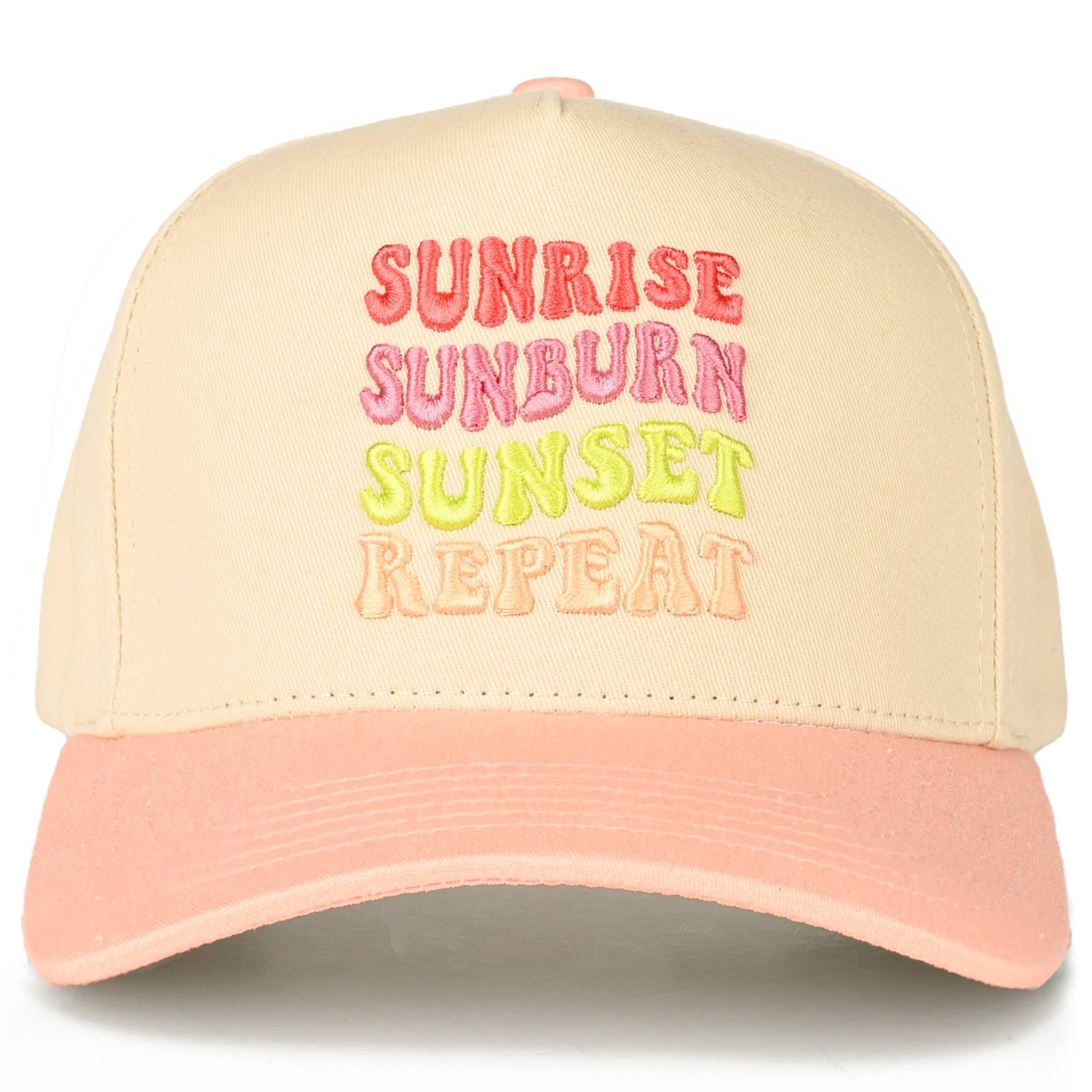 C.C SUNRISE SUNBURN SUNSET REPEAT on Two Tone Trucker Hat