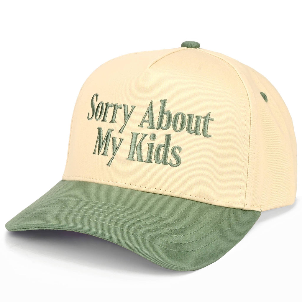C.C SORRY ABOUT MY KIDS Letter Two Tone Trucker Hat