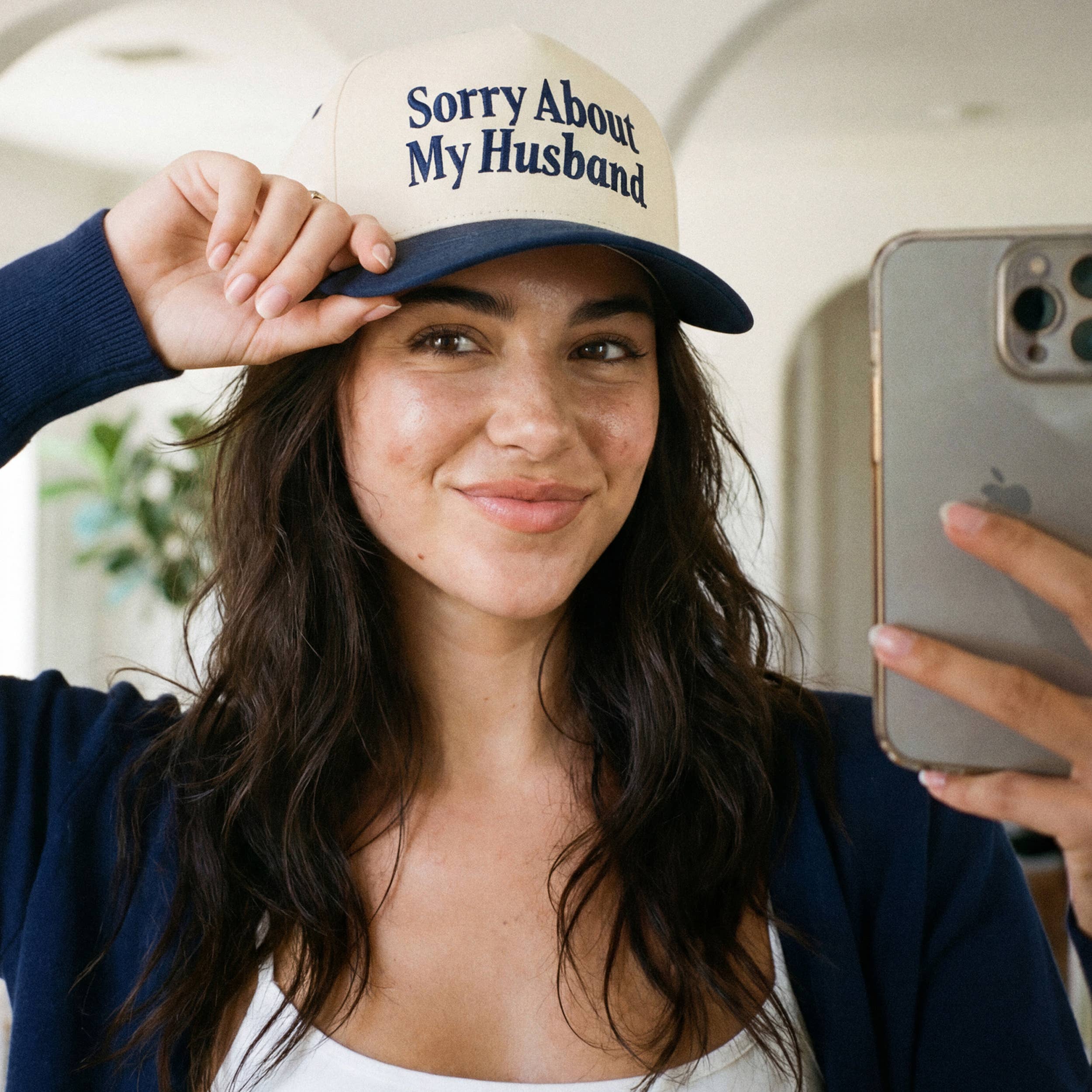 C.C SORRY ABOUT MY HUSBAND Letter Two Tone Trucker Hat